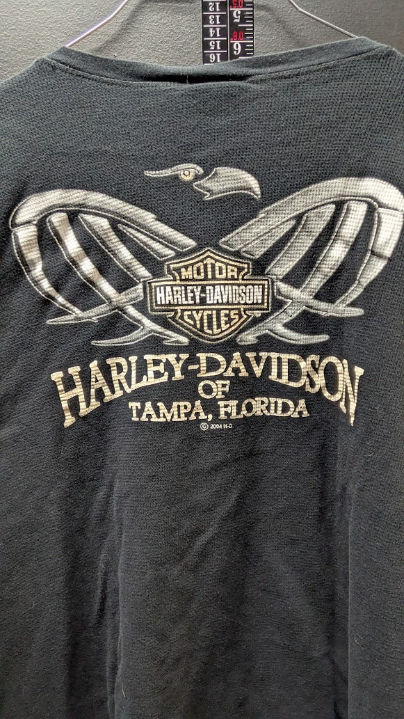 Vintage 2004 Harley-Davidson Tampa Florida Large Long Sleeve T-Shirt Black Made in USA