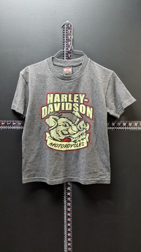 Harley-Davidson Kids Small Gray Bulldog Graphic T-Shirt Motorcycle Tee
