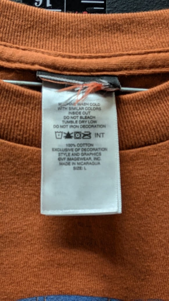 Harley-Davidson Mens Large Orange Brown Short Sleeve T-Shirt Graphic Motorcycle Tee
