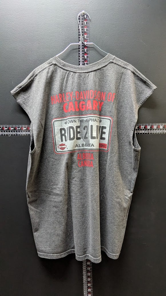 Vintage Harley Davidson Alberta Canada Ride 2 Live Black T-Shirt Motorcycle Tee