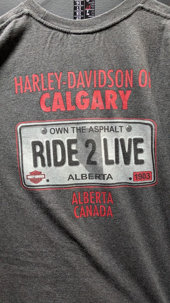 Vintage Harley Davidson Alberta Canada Ride 2 Live Black T-Shirt Motorcycle Tee