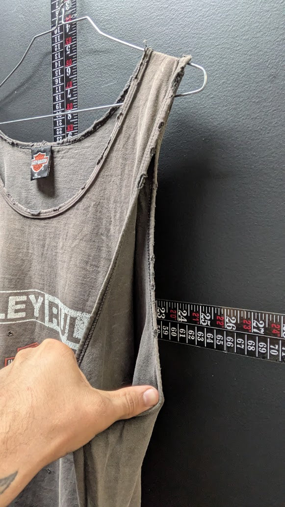 Harley Davidson Harley Rules Tank Top XL West Branch Michigan Distressed Gray