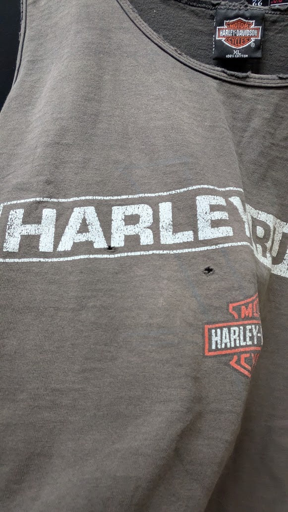 Harley Davidson Harley Rules Tank Top XL West Branch Michigan Distressed Gray