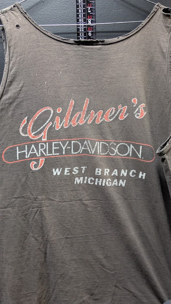 Harley Davidson Harley Rules Tank Top XL West Branch Michigan Distressed Gray