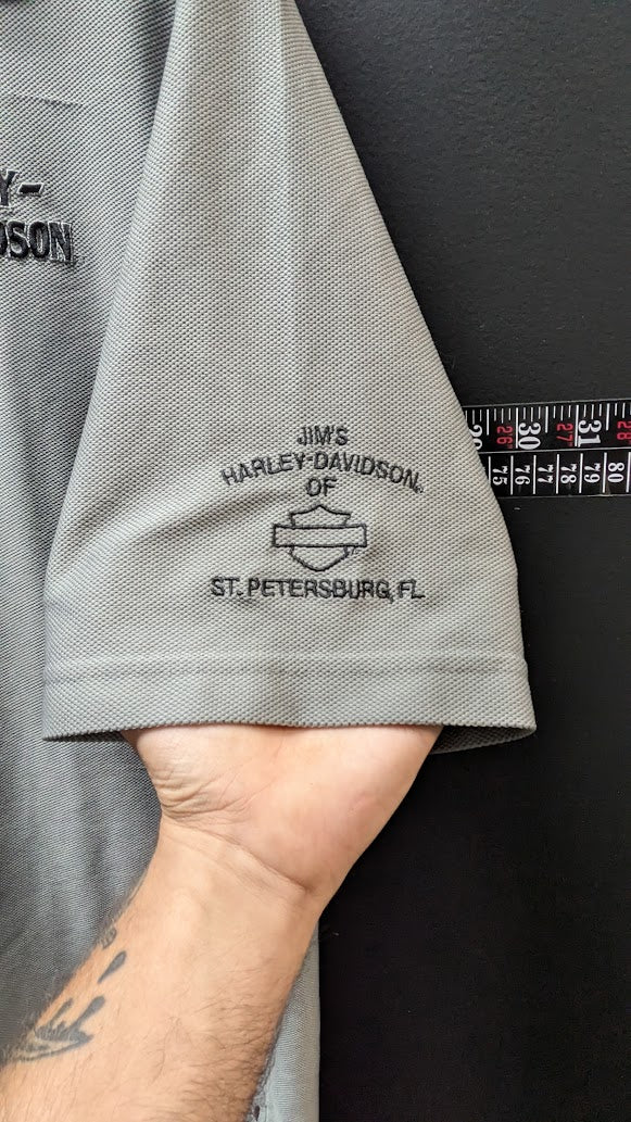 Harley-Davidson Polo Shirt Jim’s Harley-Davidson St Petersburg FL Gray Mens