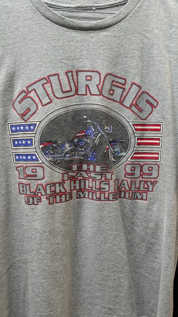 Vintage 1998 Sturgis Black Hills Rally Harley-Davidson T-Shirt Gray Mount Rushmore XL