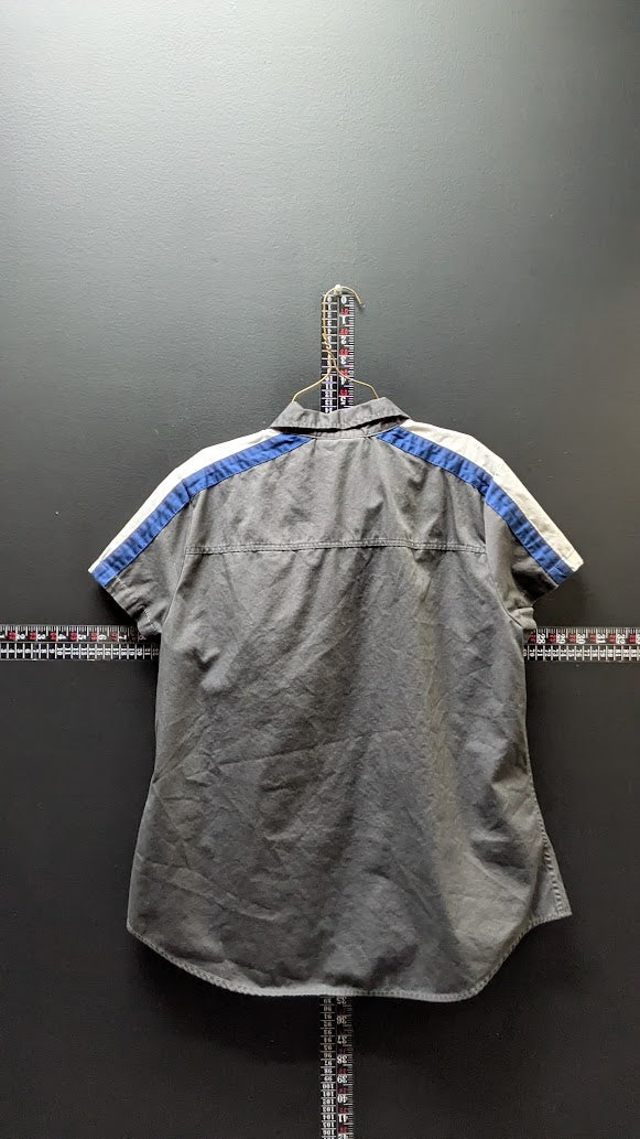 Harley-Davidson Genuine Motorclothes Gray Blue Button Front Shirt Short Sleeve