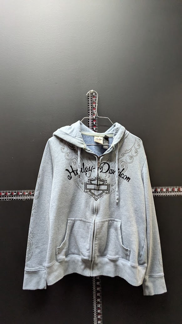 Harley-Davidson Women's Gray Zip Up Hoodie Paisley XL
