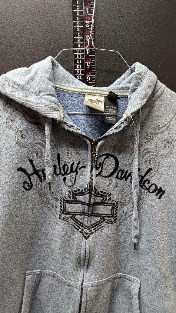 Harley-Davidson Women's Gray Zip Up Hoodie Paisley XL