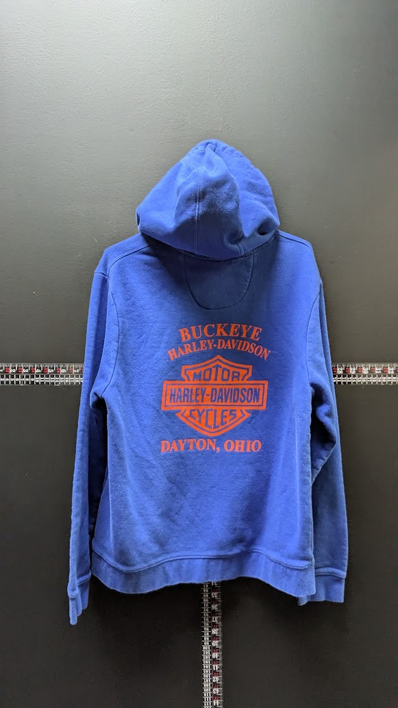 Harley-Davidson Buckeye Dayton Ohio Blue Pullover Hoodie Size L