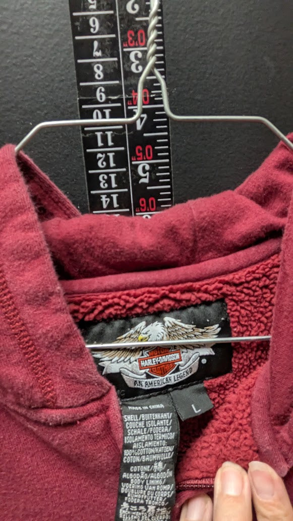 Harley-Davidson Women’s Burgundy Sleeveless Full Zip Hoodie Vest Size Large L