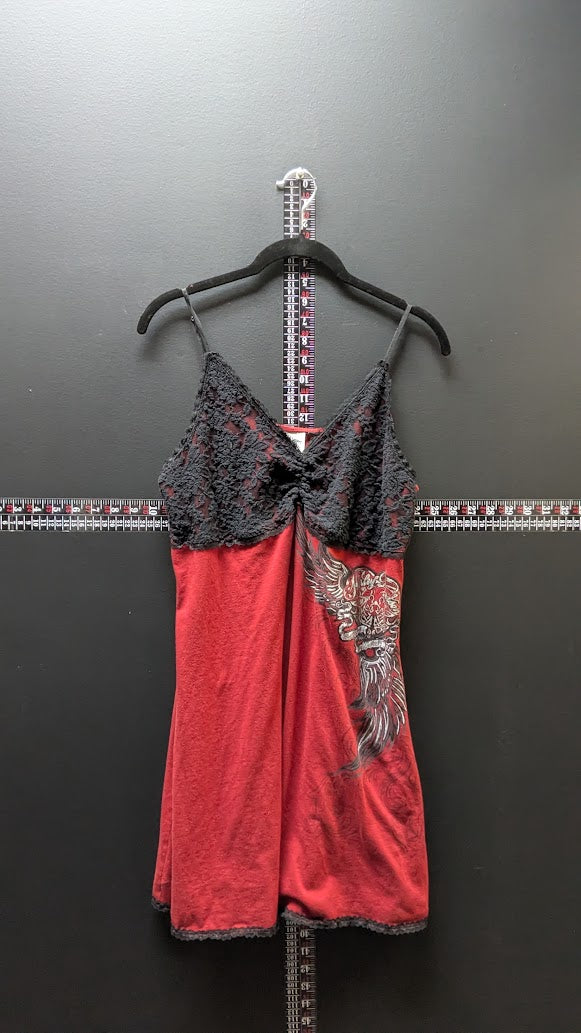 Harley-Davidson Women’s XL Red Black Lace Cami Tank Top Winged Graphic