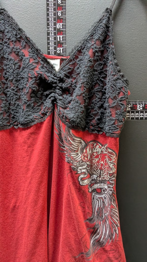 Harley-Davidson Women’s XL Red Black Lace Cami Tank Top Winged Graphic