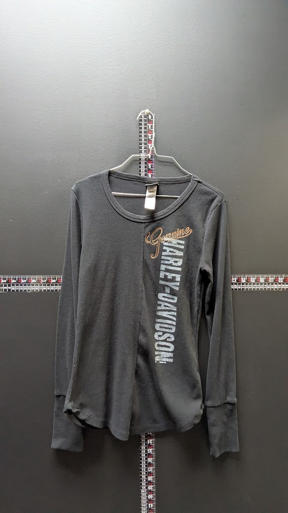 Harley-Davidson Women's Large Black Long Sleeve Thermal Shirt Macon Georgia