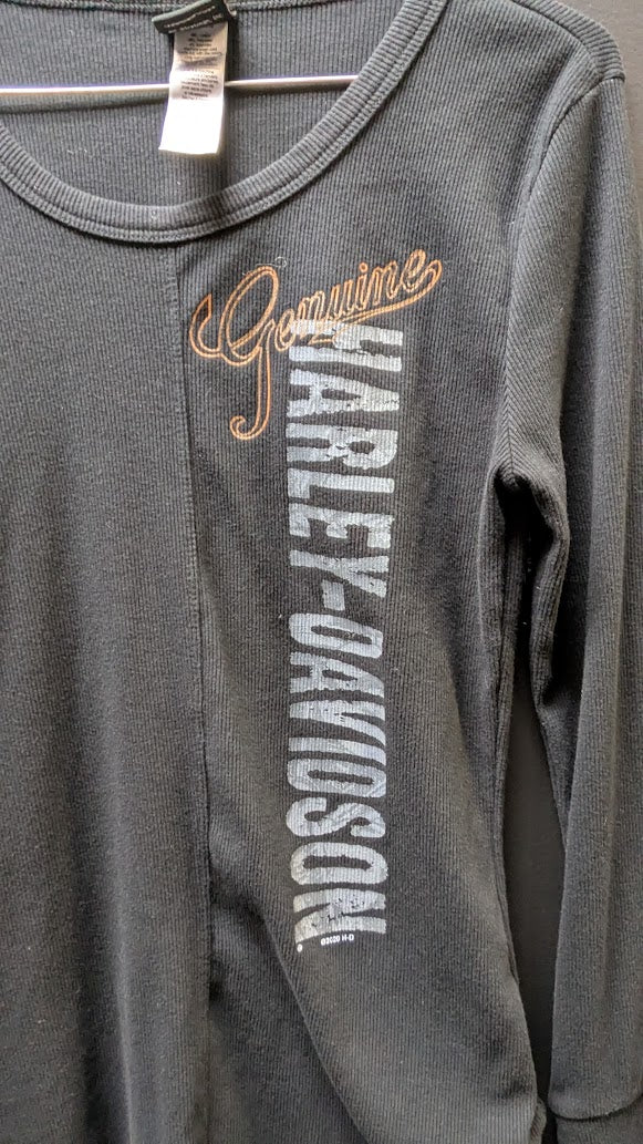 Harley-Davidson Women's Large Black Long Sleeve Thermal Shirt Macon Georgia