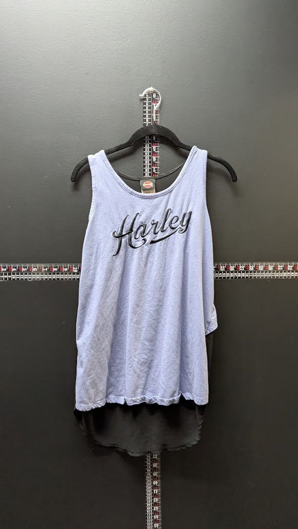Harley-Davidson Women's Large Gray Sleeveless High Low Tank Top Harley Script
