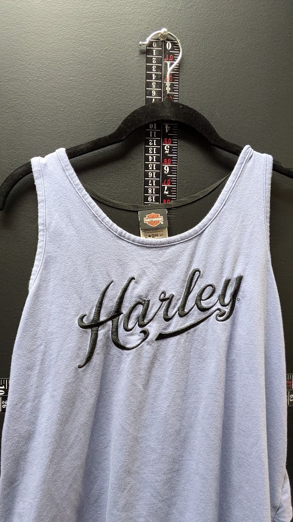 Harley-Davidson Women's Large Gray Sleeveless High Low Tank Top Harley Script