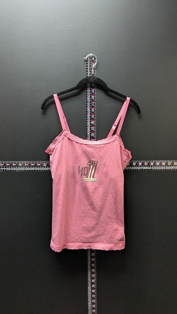 Harley-Davidson Women’s Pink Lace Trim Adjustable Strap Tank Top Large