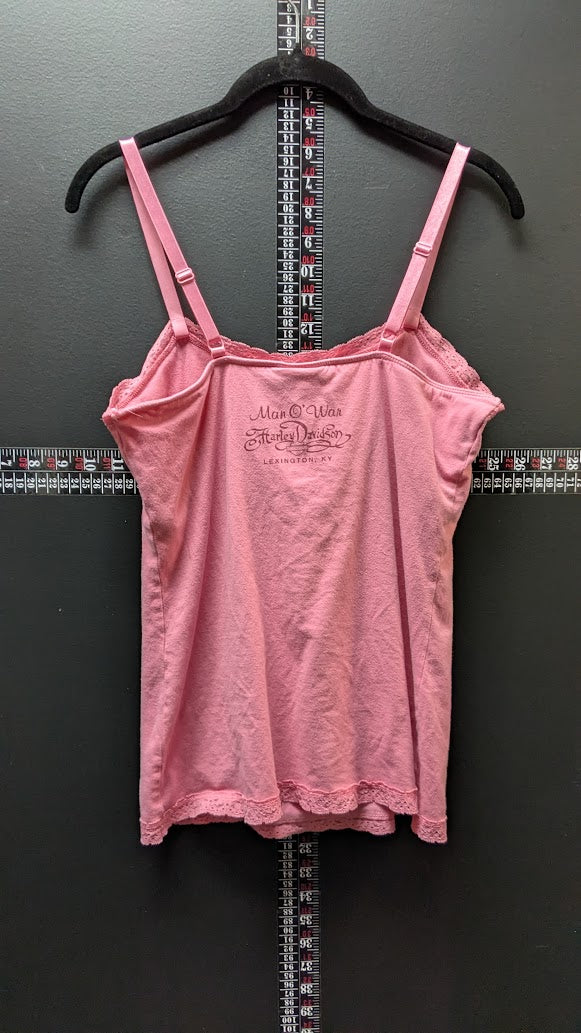 Harley-Davidson Women’s Pink Lace Trim Adjustable Strap Tank Top Large