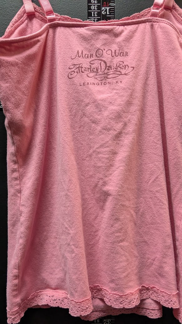 Harley-Davidson Women’s Pink Lace Trim Adjustable Strap Tank Top Large