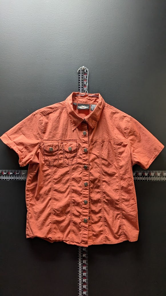 Harley-Davidson Women’s Large Rust Orange Button Front Short Sleeve Shirt