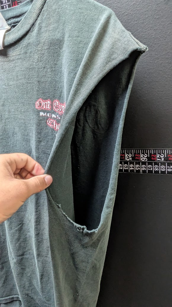 Vintage One Eyed Willy’s Monster Long Choppers Shirt USA Made Cut Off Distressed