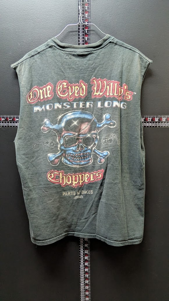 Vintage One Eyed Willy’s Monster Long Choppers Shirt USA Made Cut Off Distressed