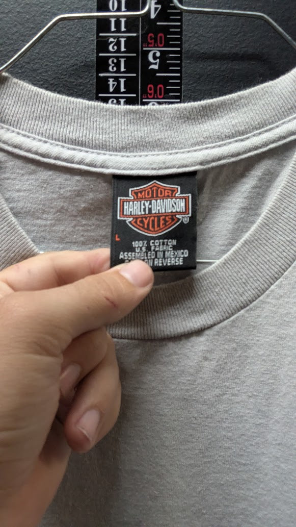 Harley-Davidson Orlando Florida T-Shirt Men’s Large Eagle Gray Double Sided