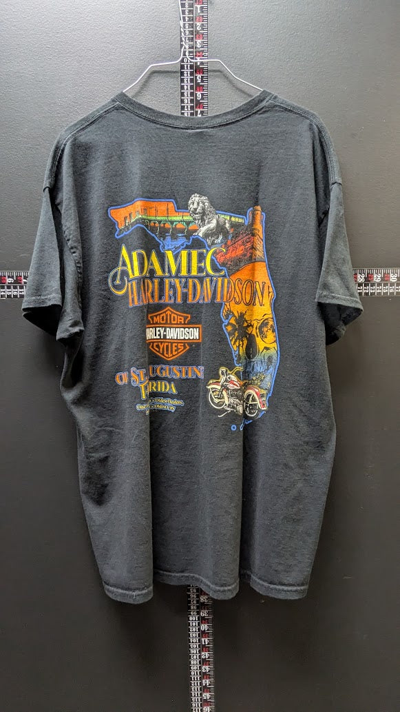 Harley-Davidson Adamec St Augustine Florida T-Shirt Men’s XL Black Dealer Tee