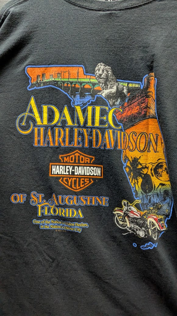 Harley-Davidson Adamec St Augustine Florida T-Shirt Men’s XL Black Dealer Tee