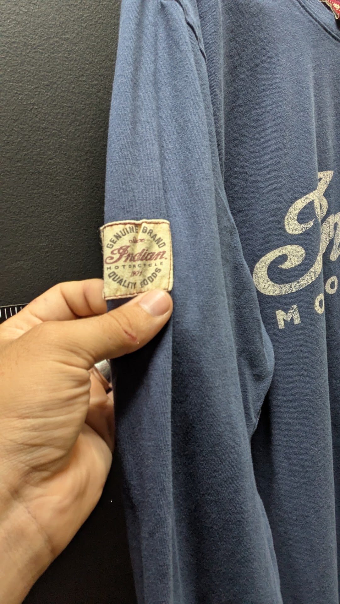 Indian Motorcycle Long Sleeve T-Shirt Men’s Medium Blue Since 1901 Logo