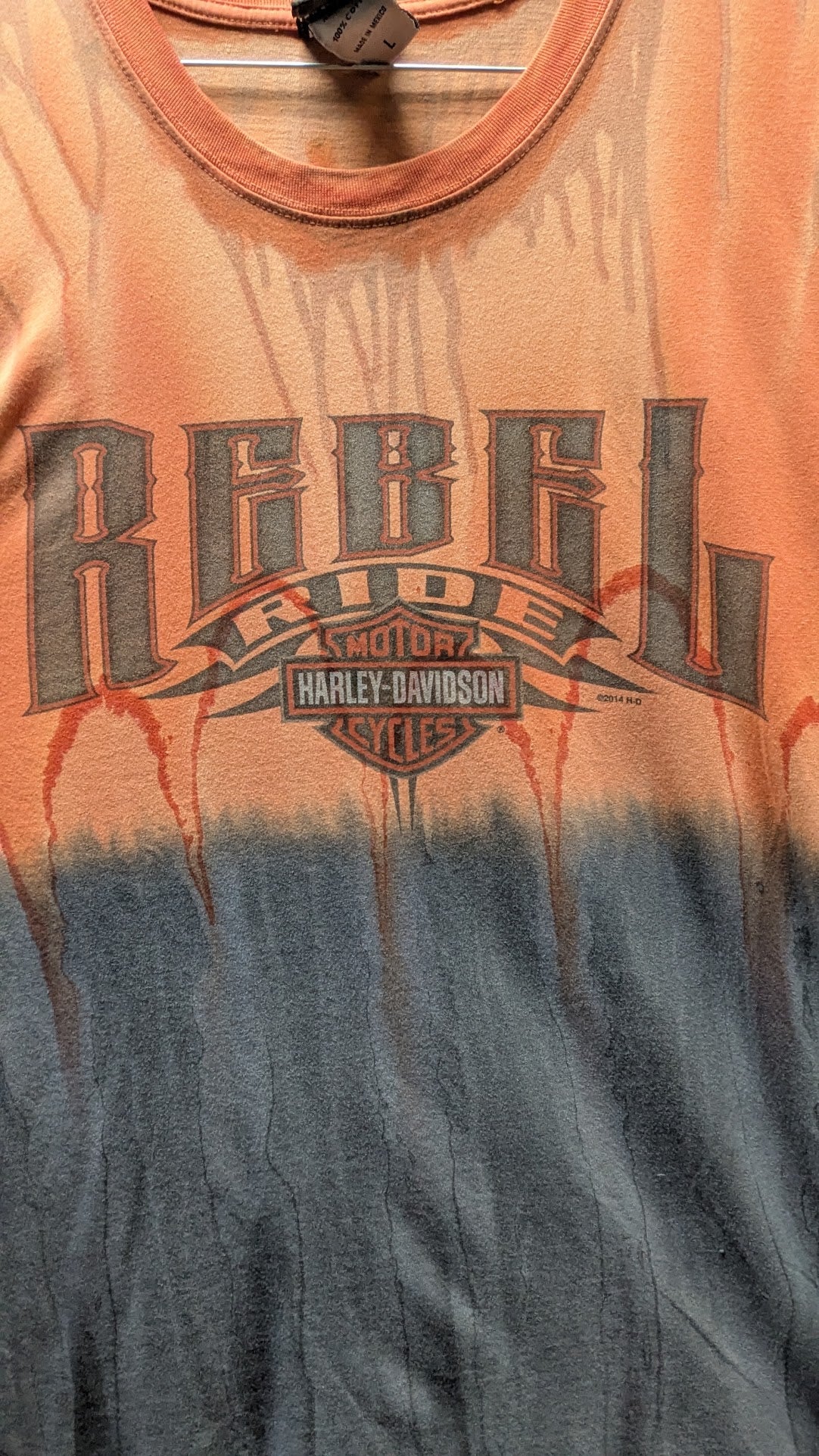 Harley-Davidson Rebel Ride T-Shirt Men’s Large Beers Vernal Utah Orange Gray