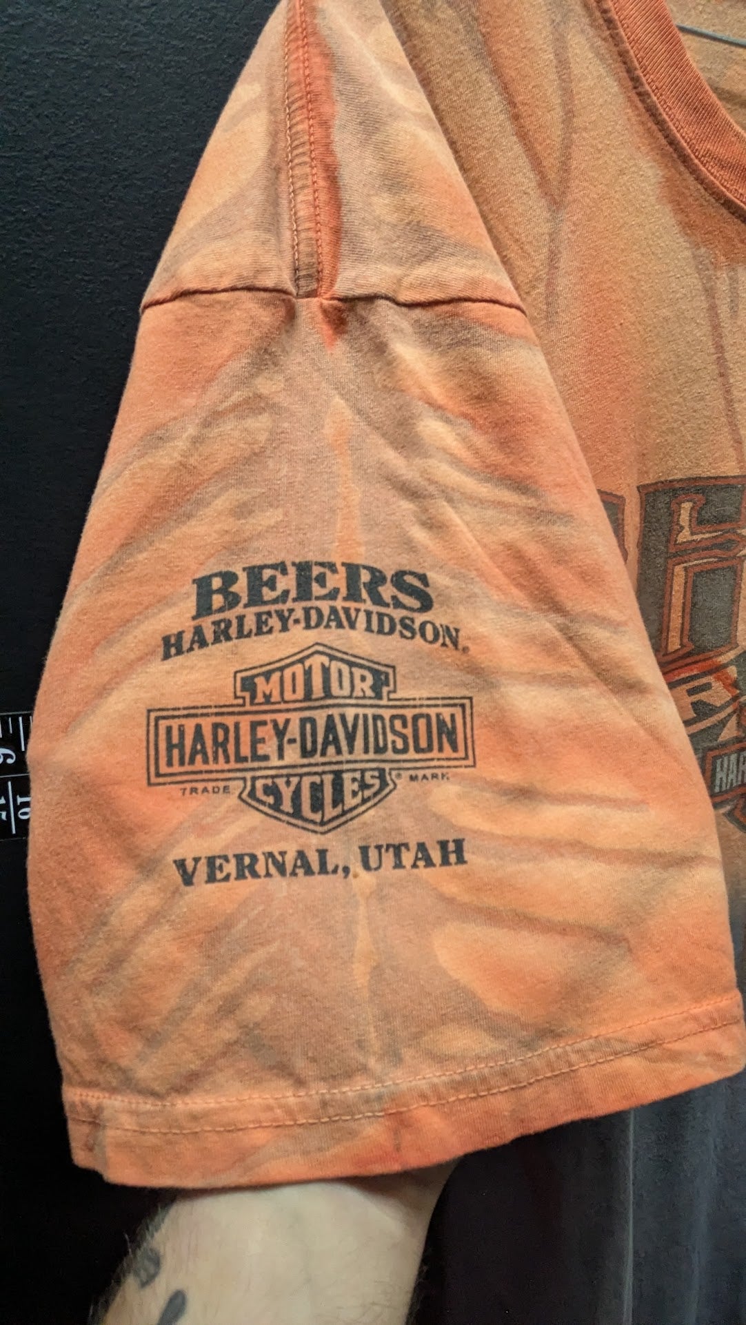 Harley-Davidson Rebel Ride T-Shirt Men’s Large Beers Vernal Utah Orange Gray