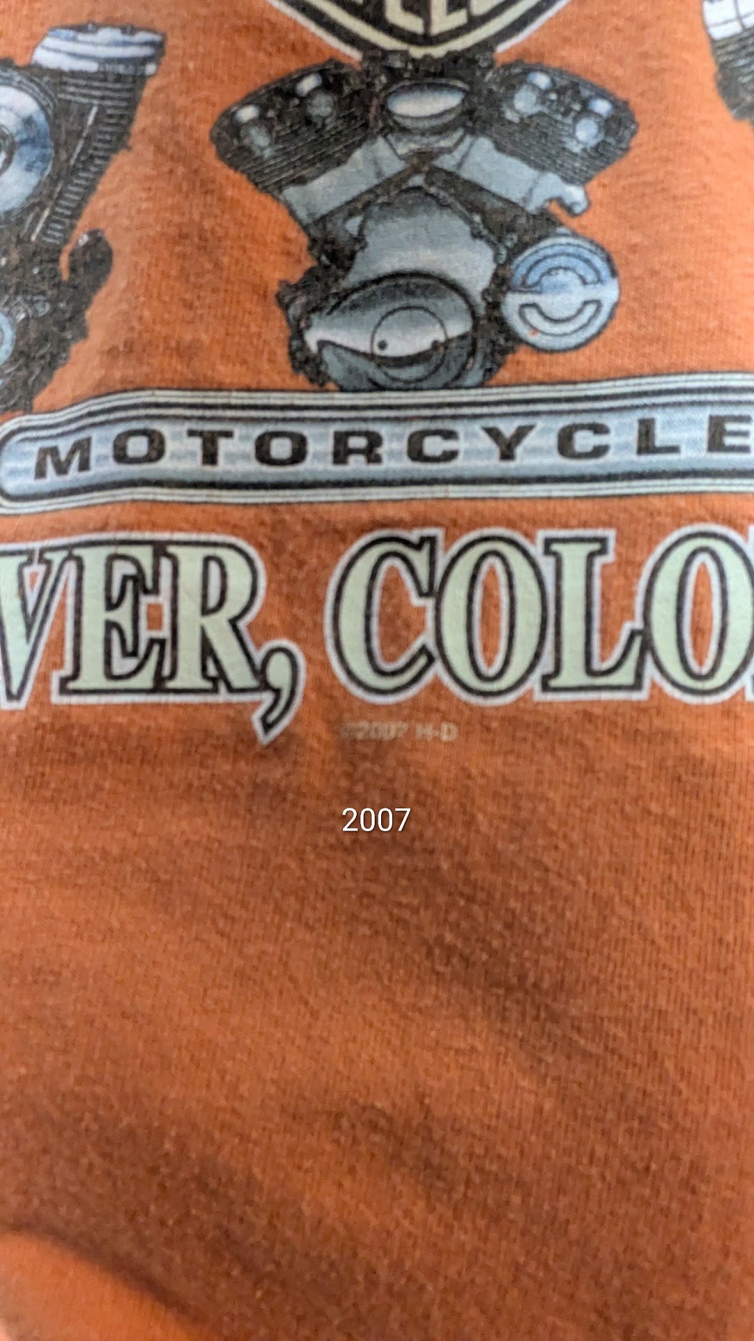 Harley-Davidson T-Shirt Men’s Orange Sun Denver Colorado Engine Graphic
