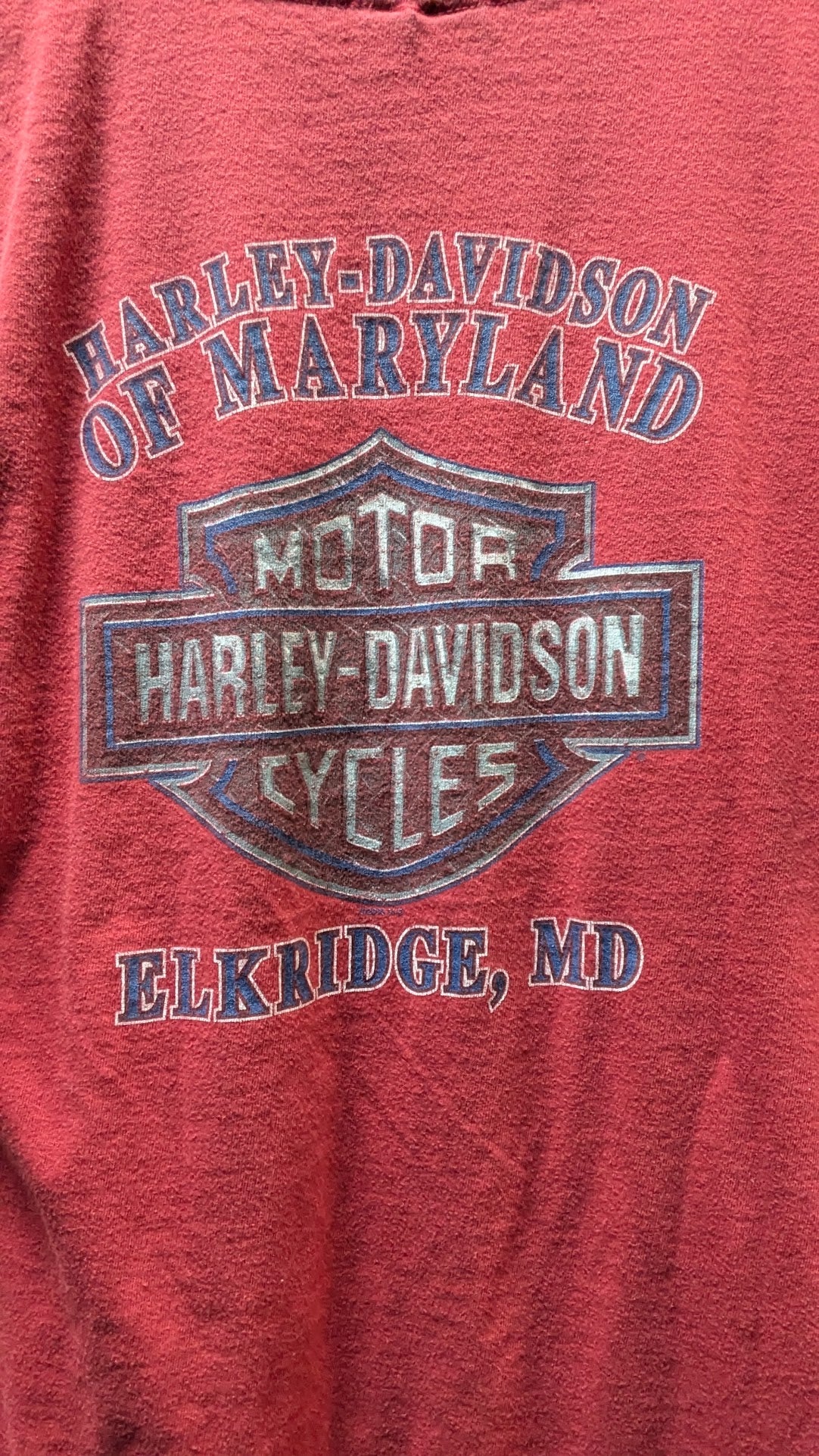 Harley-Davidson of Maryland T-Shirt Men’s Medium Red Elkridge MD Shield Logo