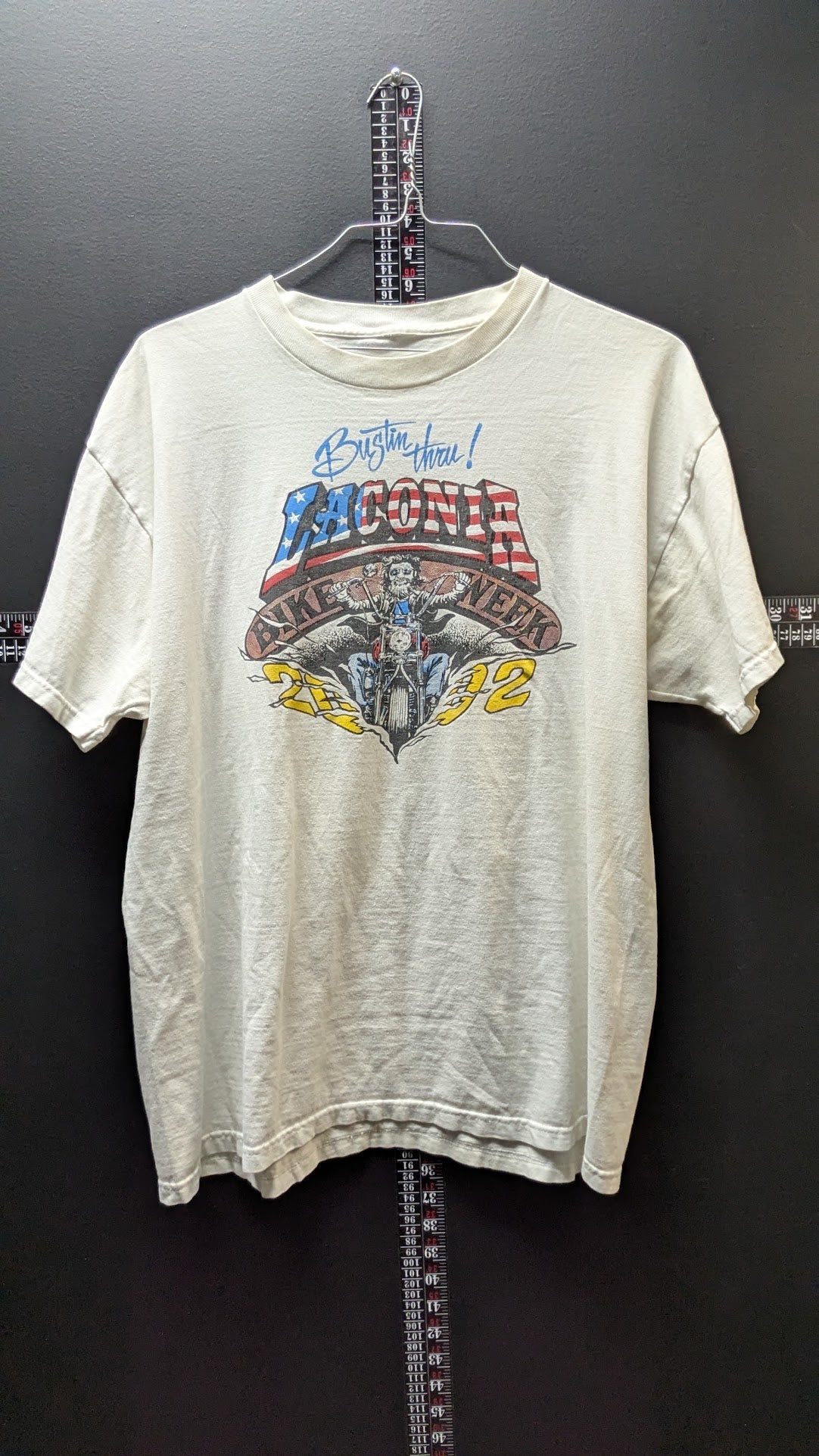 Vintage 2002 Laconia Bike Week T-Shirt Motorcycle Bustin Thru USA Graphic