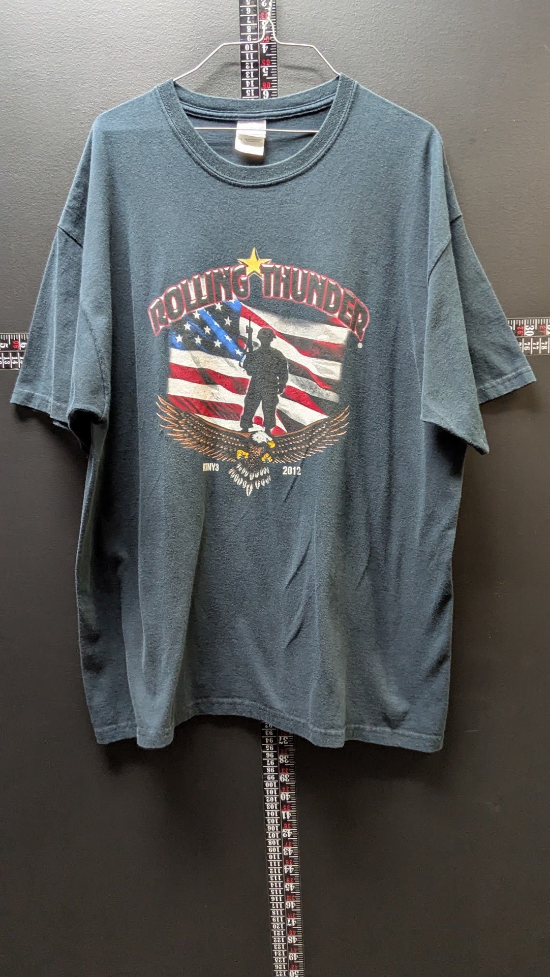 2012 Rolling Thunder Veterans POW MIA T Shirt XL American Flag Eagle Military