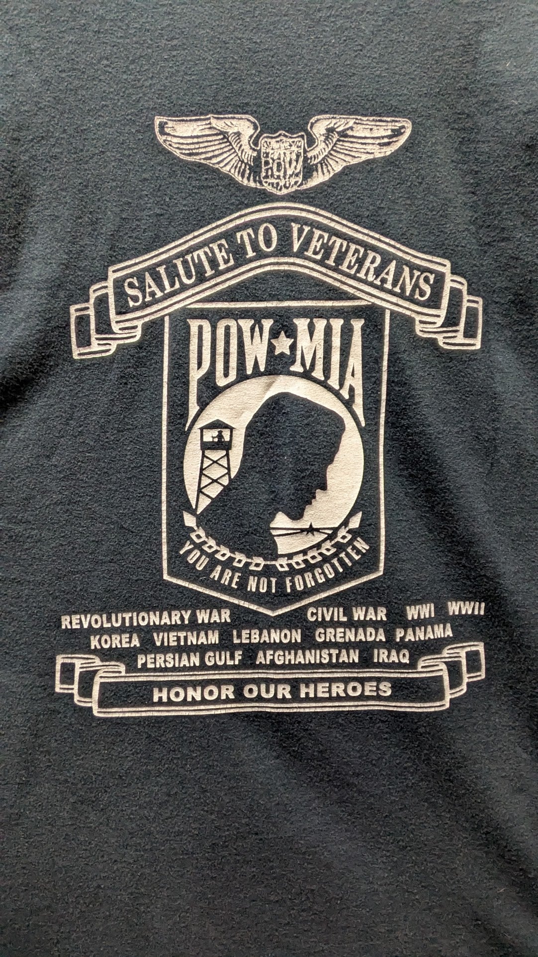 2012 Rolling Thunder Veterans POW MIA T Shirt XL American Flag Eagle Military