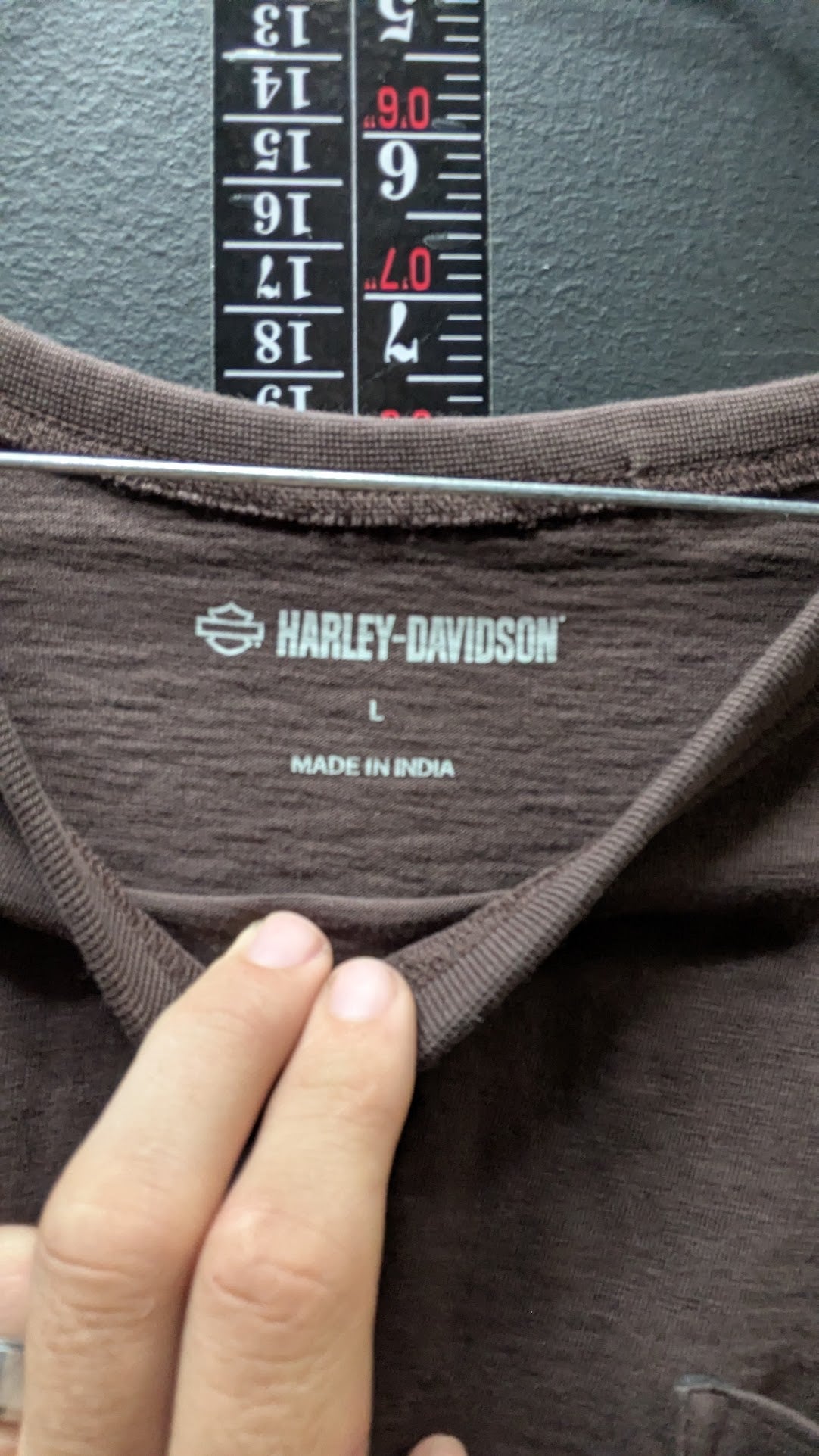 Harley-Davidson Men’s Large Brown Eagle Pocket T Shirt Orange Stitch Biker