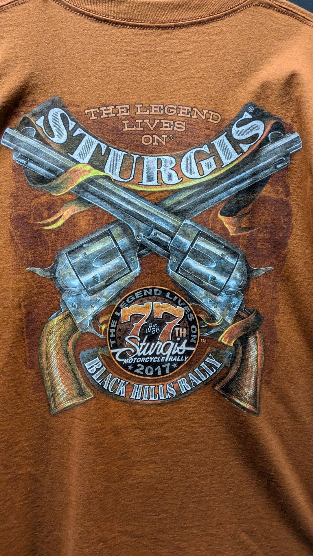 2017 Sturgis Black Hills Rally 77th Anniversary T-Shirt Men’s XXL Guns Double Sided