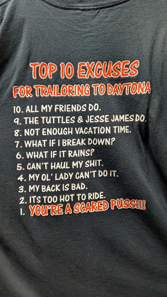 2007 Daytona Bike Week 66th T-Shirt Men’s XL Top 10 Excuses Biker Humor