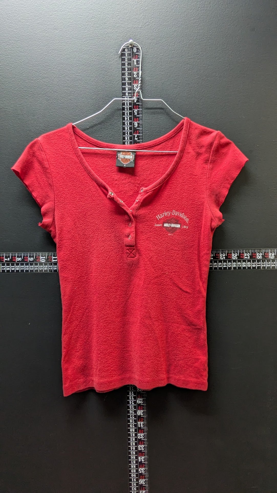 Harley-Davidson Jim’s St Petersburg FL Women’s Small Red Henley T-Shirt