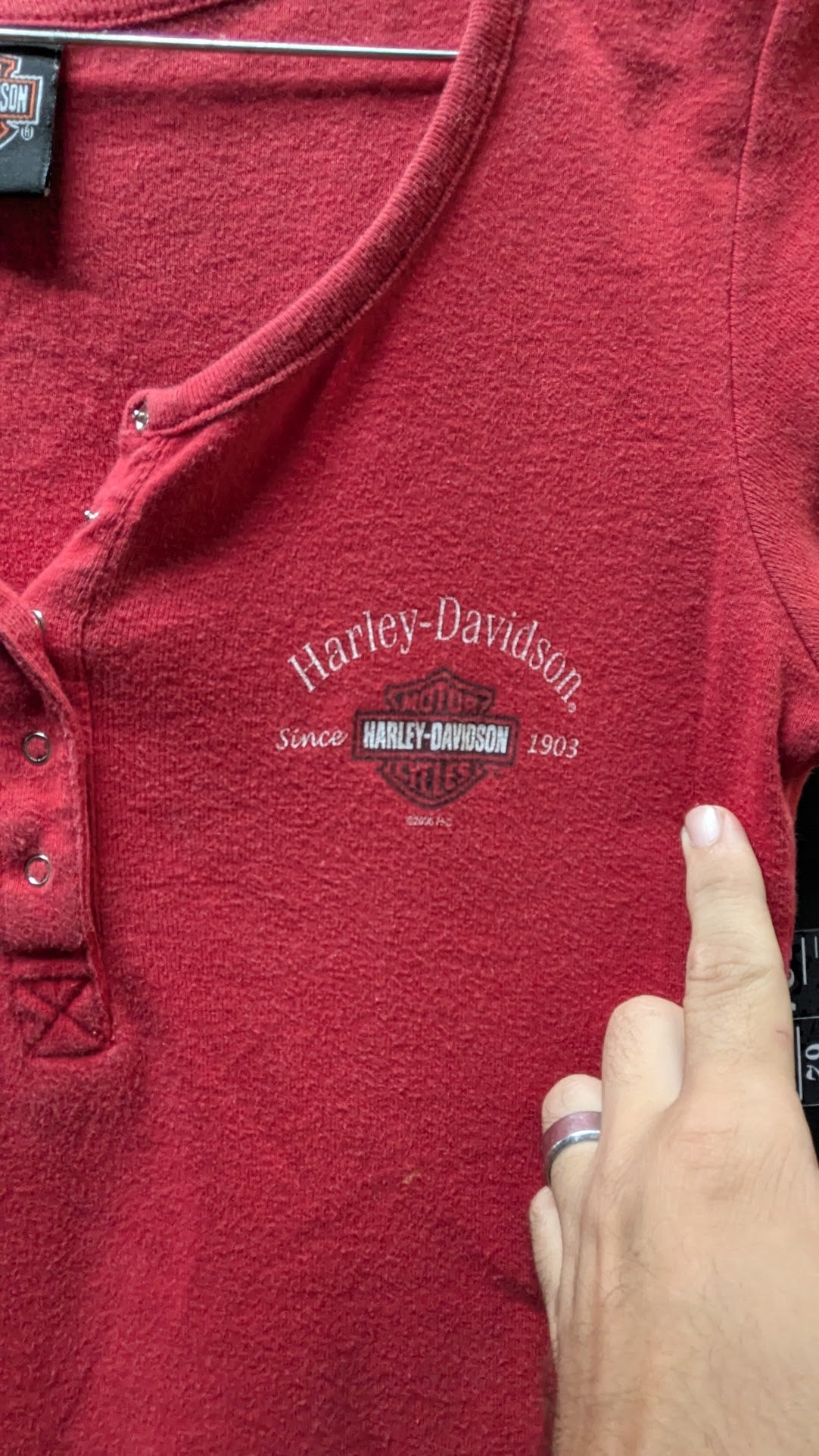 Harley-Davidson Jim’s St Petersburg FL Women’s Small Red Henley T-Shirt