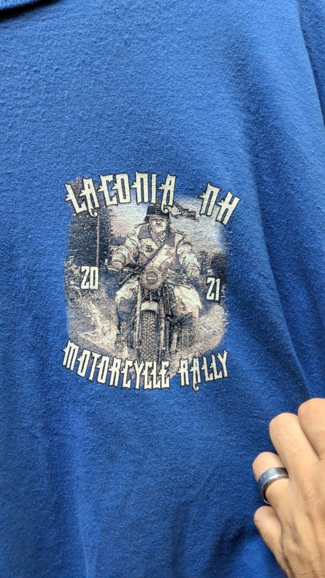 2021 Laconia Motorcycle Week 98th Anniversary Rally Long Sleeve Shirt Blue 3XL