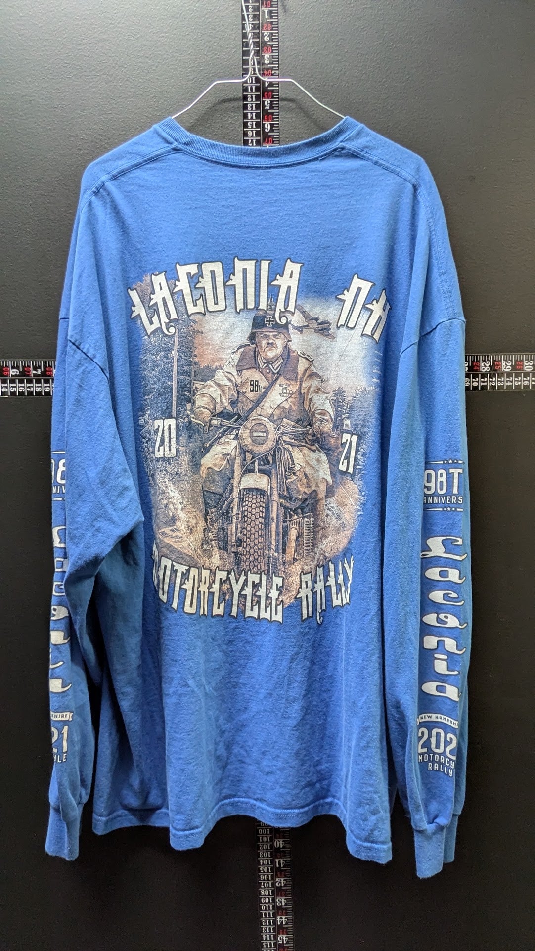 2021 Laconia Motorcycle Week 98th Anniversary Rally Long Sleeve Shirt Blue 3XL