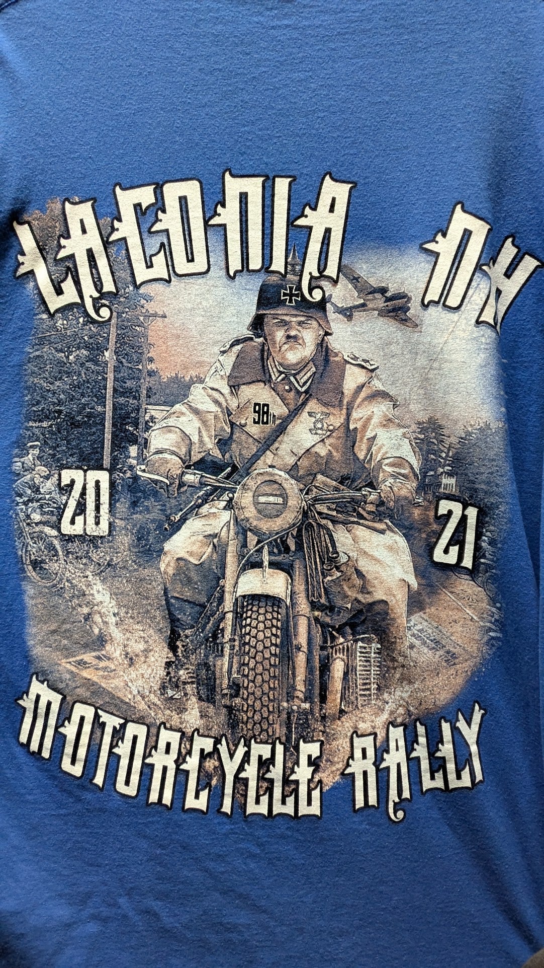 2021 Laconia Motorcycle Week 98th Anniversary Rally Long Sleeve Shirt Blue 3XL