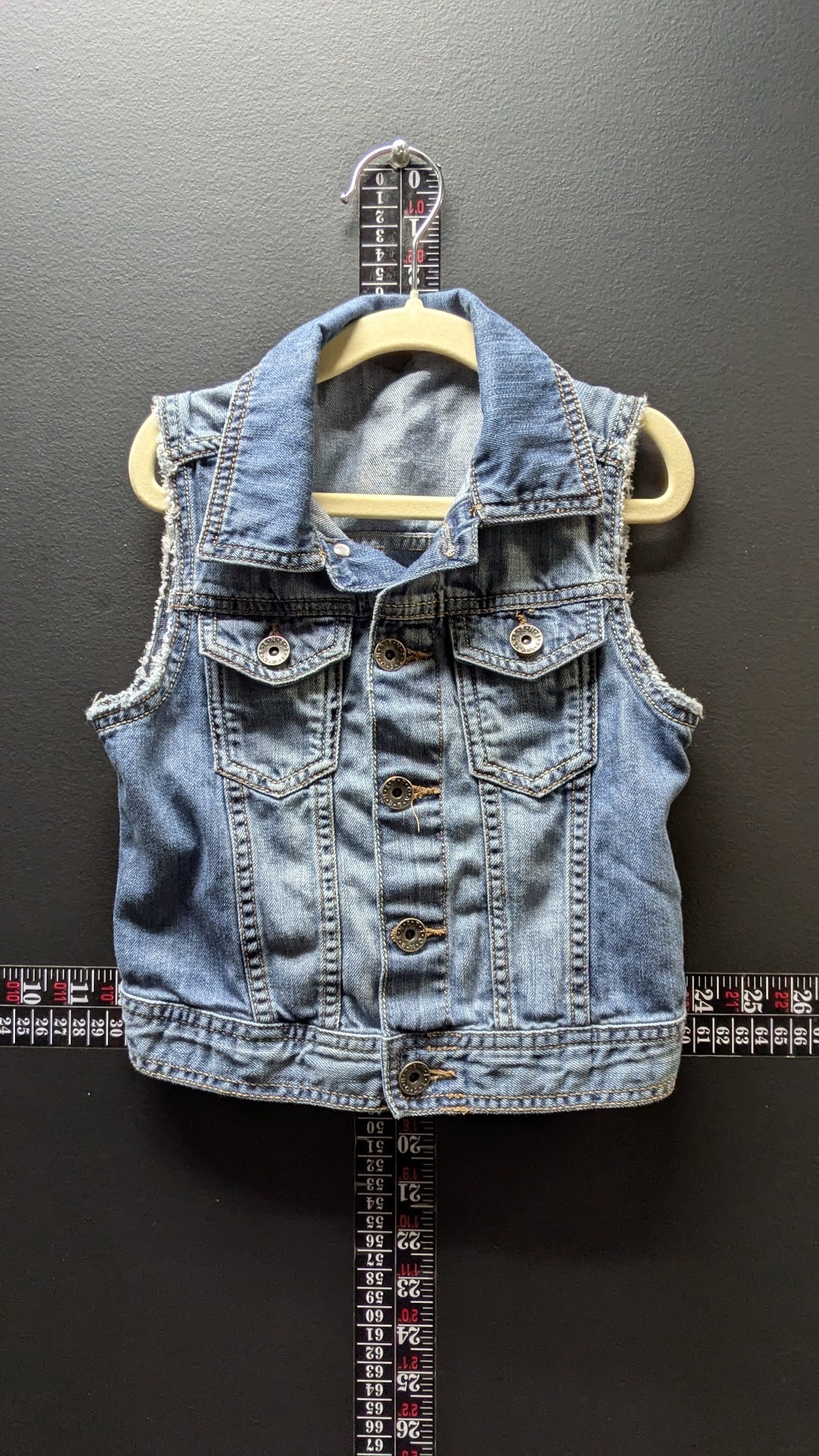 Kids/Youth Large–XL Distressed Sleeveless Denim Motorcycle Vest Light Wash Blue Biker Jean Vest