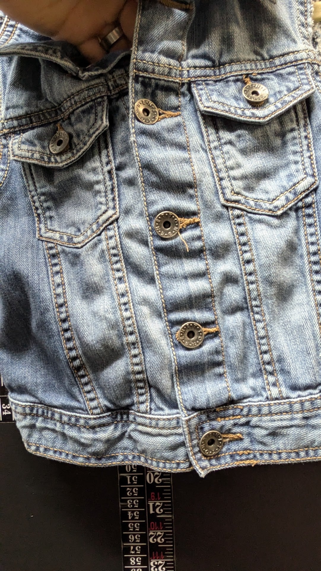 Kids/Youth Large–XL Distressed Sleeveless Denim Motorcycle Vest Light Wash Blue Biker Jean Vest
