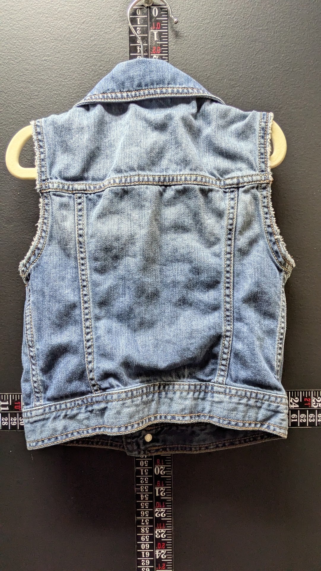 Kids/Youth Large–XL Distressed Sleeveless Denim Motorcycle Vest Light Wash Blue Biker Jean Vest