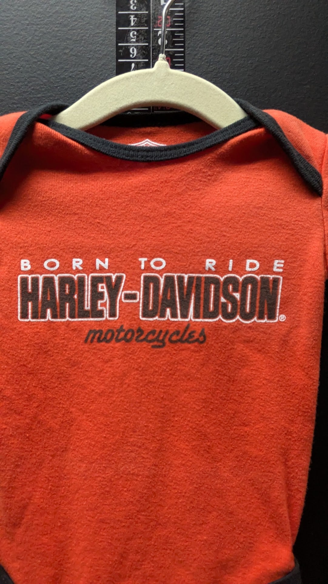 Harley-Davidson Baby Bodysuit 3-6M Born to Ride Orange Black Motorcycle Infant